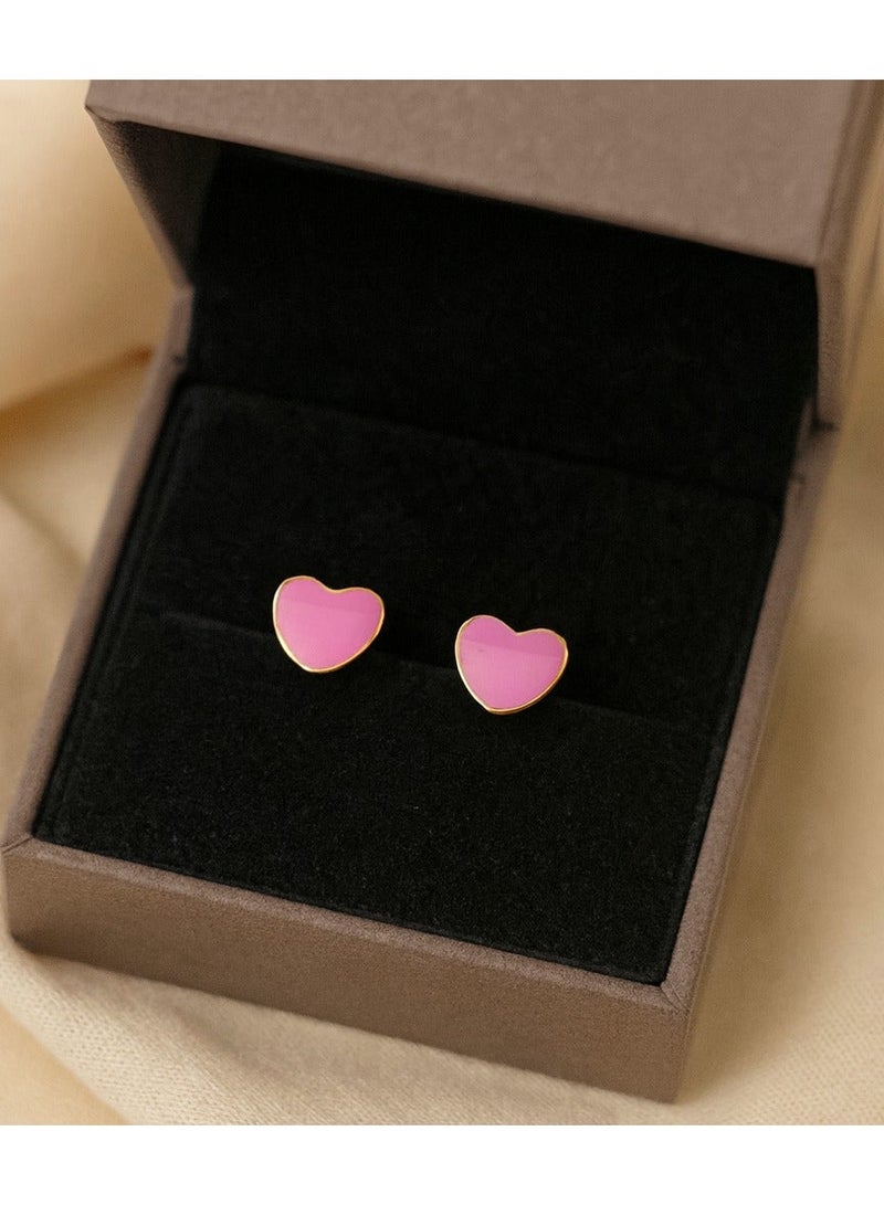 ايرس أقراط أذن على شكل قلب أرجواني للأطفال، مطلية بالذهب - Image 5