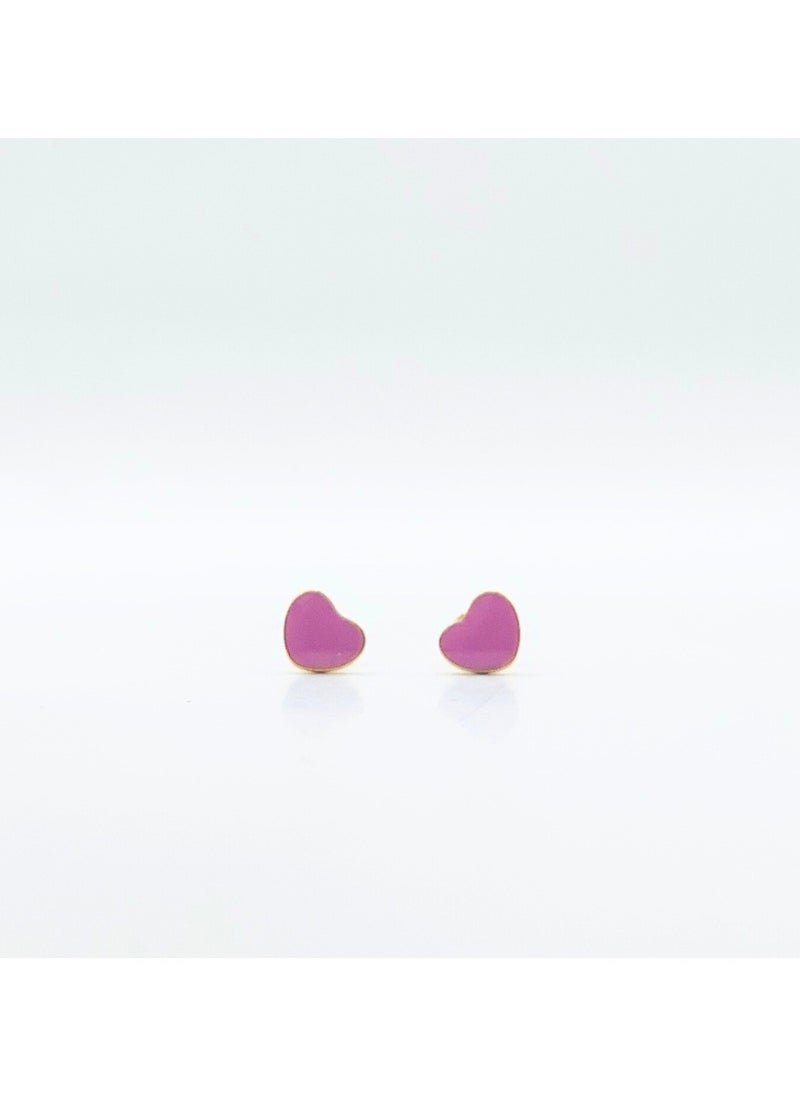 Earss Purple Heart Stud Earrings For Kids, Gold Plated  - Image 1