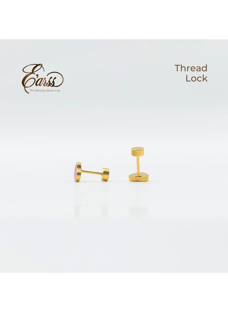 Earss Purple Heart Stud Earrings For Kids, Gold Plated  - Image 4