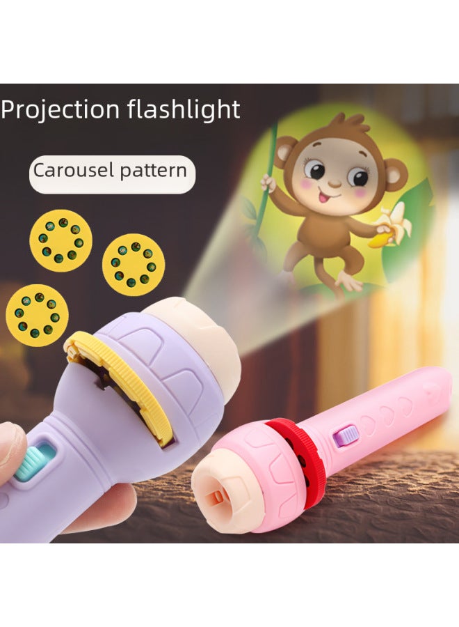Mini Cartoon Projection Children's Flashlight Early Education Animal Baby Stall Toy Projection Machine Toy Stall-Color:4 Pieces Of Slide Accessories (excluding Flashlight)  - Image 2