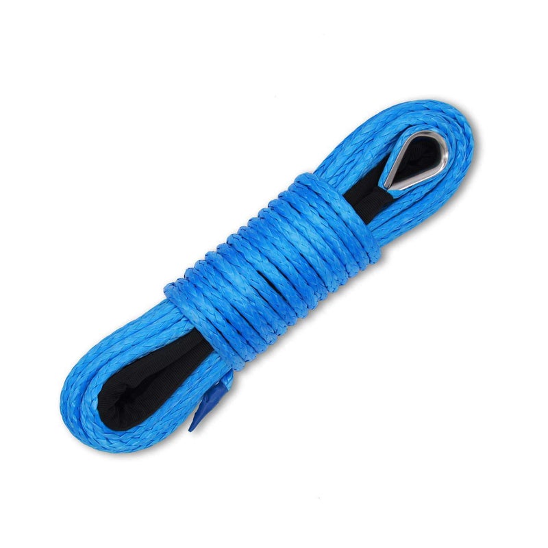 Ucreative 14 Inch x 50 Feet 10000LBs Synthetic Winch Line Cable Rope with Black Protecing Sleeve for ATV UTV Blue