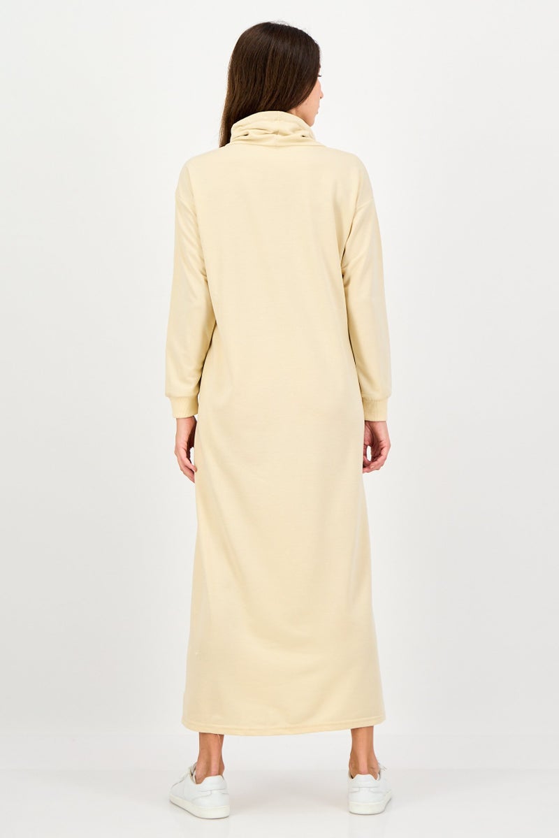 trendyol Women Plain Maxi Dress, Beige - Image 3