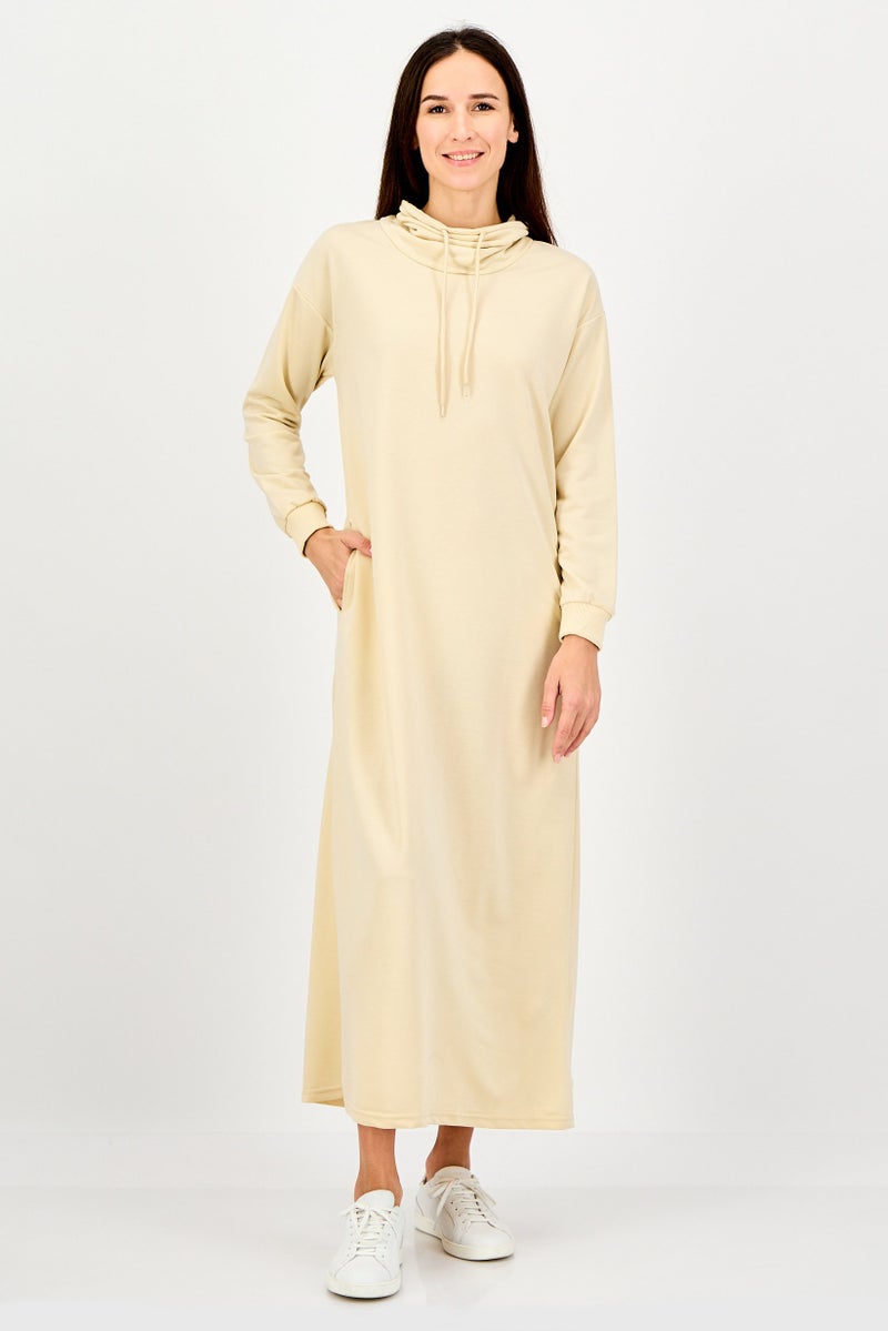 trendyol Women Plain Maxi Dress, Beige - Image 1