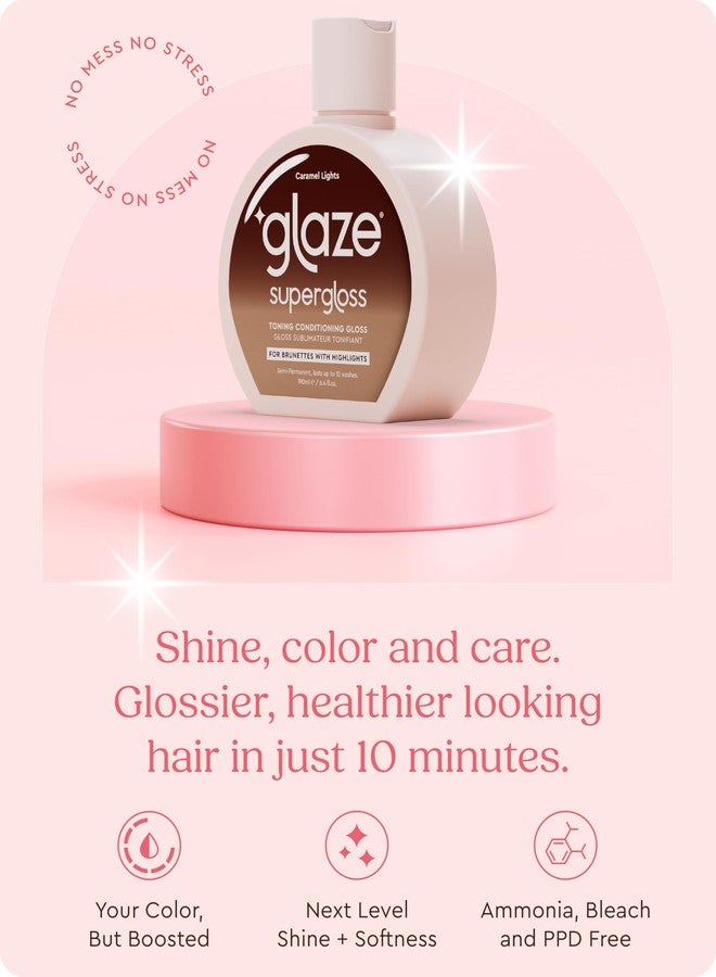 Glaze Super Gloss Color Conditioning Gloss - Caramel Lights for Medium to Dark Brown Hair with Highlights - Rinse Out Semi-Permanent Hair Gloss that Enhances Color and Boosts Shine & Hydration - Image 3