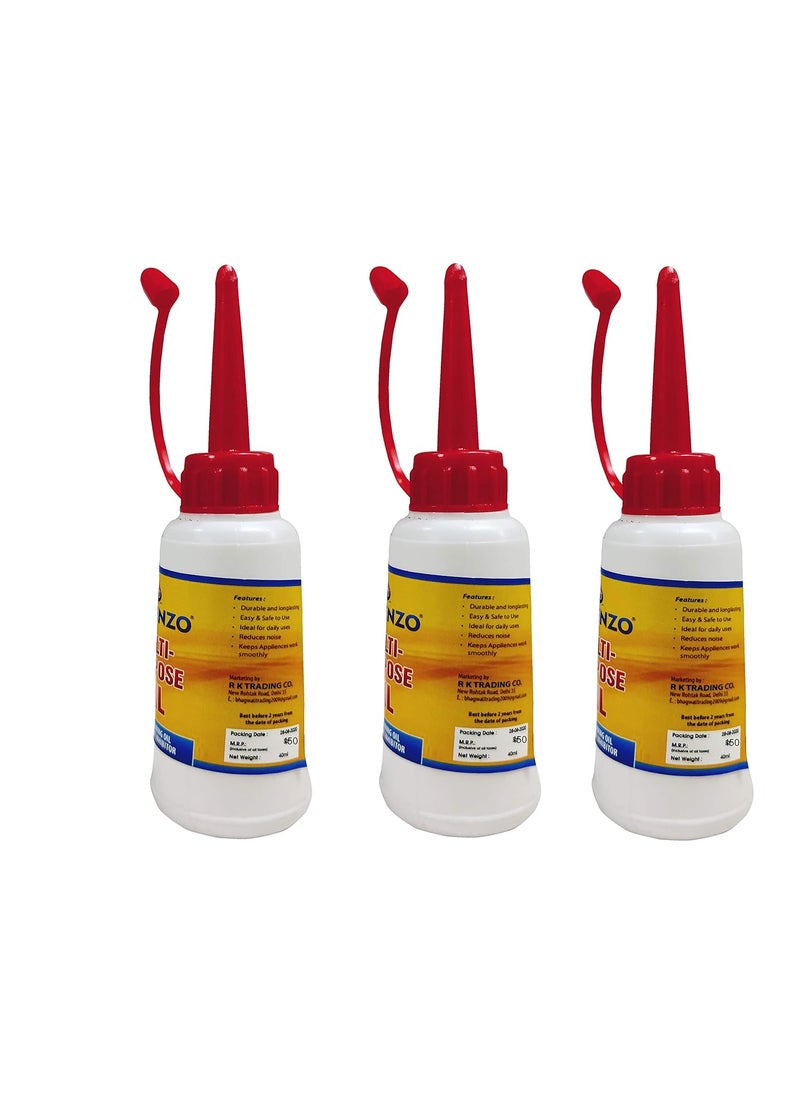 Intenzo - Sewing machine oil lubricant for multipurpose useCycle Chain Fan Printer all purpose use 40ml pack of 3 - Image 1