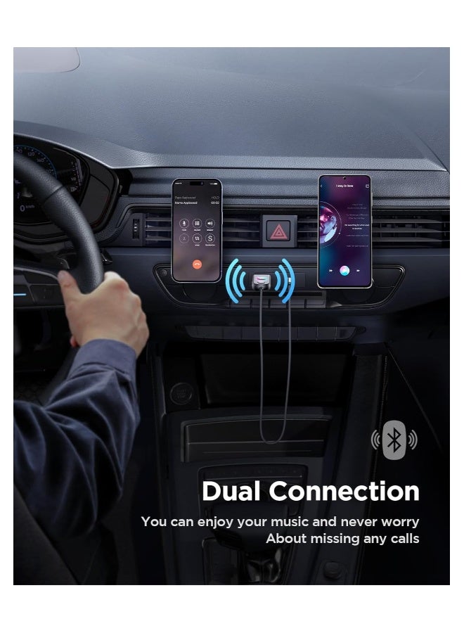 Bluetooth 5.3 Receiver for Car ENC Noise Cancelling AUX Bluetooth Adapter for Car 3.5mm Jack Kit with Built-in Microphone Aux Input for Car Speaker Hands-Free Call Home Stereo  - Image 5