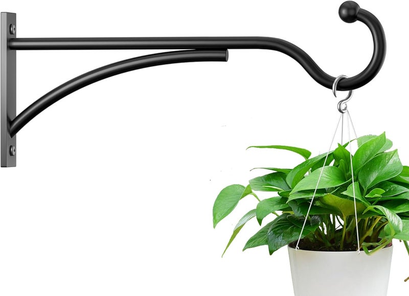 saffruff 11 Inch Outdoor Plant Hanging Hooks for Wall:Metal Bracket for Hanging Baskets, Bird Feeders, Wind Chimes, Flower Baskets, Yoga Mat, Lanterns, Black - Image 1