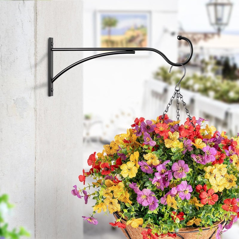 saffruff 11 Inch Outdoor Plant Hanging Hooks for Wall:Metal Bracket for Hanging Baskets, Bird Feeders, Wind Chimes, Flower Baskets, Yoga Mat, Lanterns, Black - Image 2