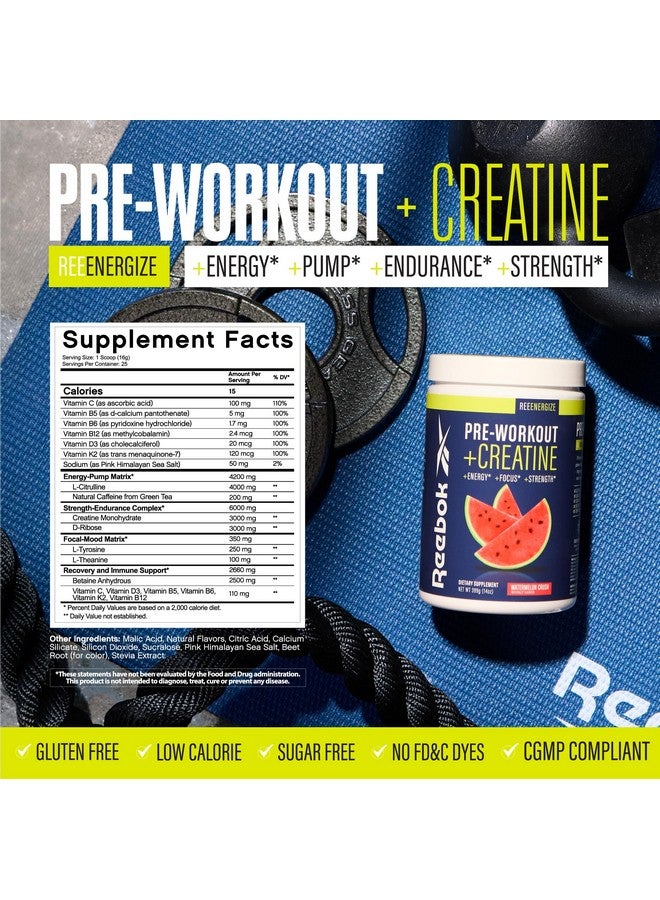 Reebok ReeEnergize Pre-Workout + Creatine | 200MG Caffeine, 3G Creatine, 4G Citrulline | Energy, Focus, Strength | Nitric Oxide Booster | 25 Servings | Watermelon Crush - Image 3
