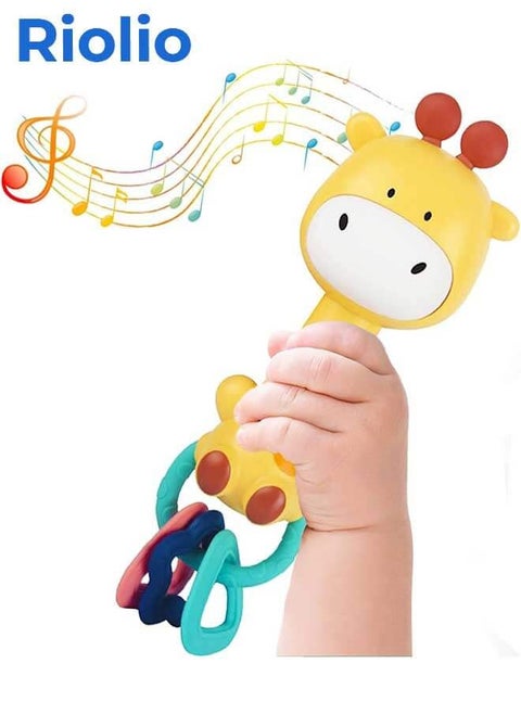 Baby Music Rattle Toy, Baby Teething Toy for Infants 6-12-18 Months Toddlers Sensory Toys Baby Boy Girl Gifts (Giraffe)