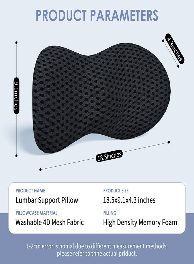 kasney Lumbar Support Pillow, Memory Foam Lumbar Pillow for Lower Back Pain Relief, Back Support Pillow for Office Chair, Car Seat - Black - Image 2