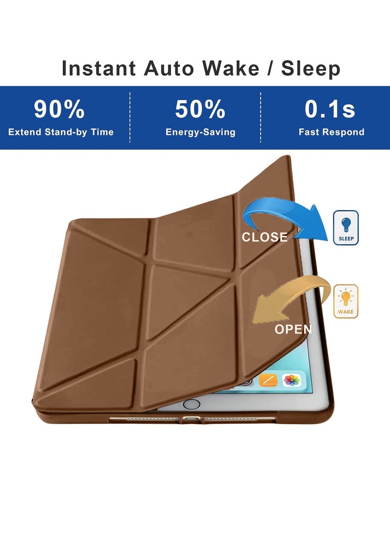 Techie Apple iPad Air 4/5 10.9" (2020, 2022)   Smart Folio Flip Origami Trifold Case with Pencil Holder and Auto Wake/Sleep Function Cover  - Brown - Image 4