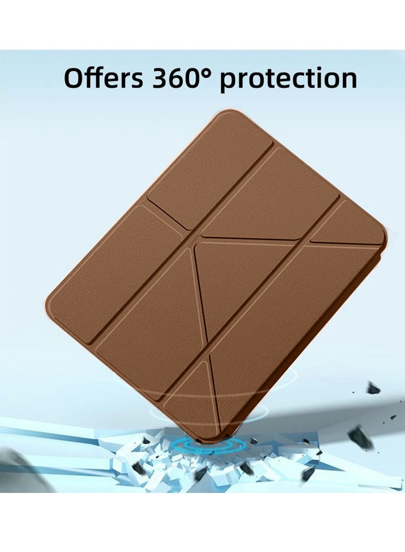 Techie Apple iPad Air 4/5 10.9" (2020, 2022)   Smart Folio Flip Origami Trifold Case with Pencil Holder and Auto Wake/Sleep Function Cover  - Brown - Image 3