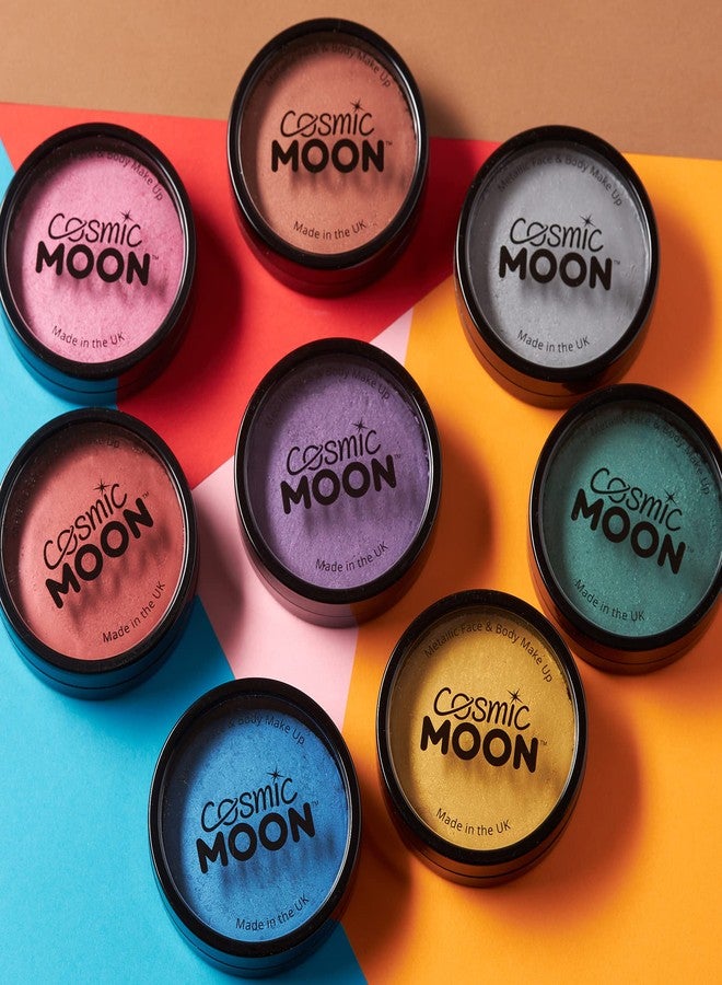 Cosmic Moon Metallic Pro Face & Body Paint Cake Pots Green - Professional Water Based Face Paint Makeup for Adults, Kids - 1.26oz - Image 4
