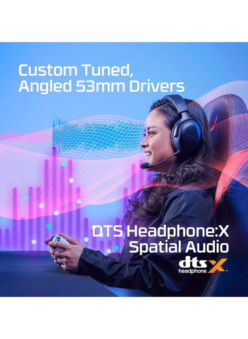 HYPERX Cloud III Wireless Gaming Headphones, 53mm Dynamic with Neodymium Magnets, Memory Foam & Premium Leatherette Ear Cushion, 2.4 GHz Wireless Type, Detachable Microphone, Black | 77Z46AA - Image 2
