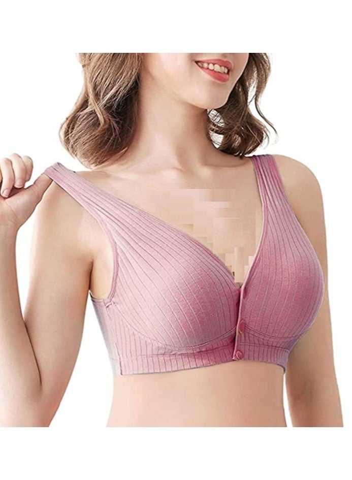Rubik Nursing Bra for Women, Rubik Breast Feeding Maternity Front Button Closure Seamless Removeable Padded Smooth Wireless Pregnancy Sleeping Bra (X-Large) Coral  - Image 1