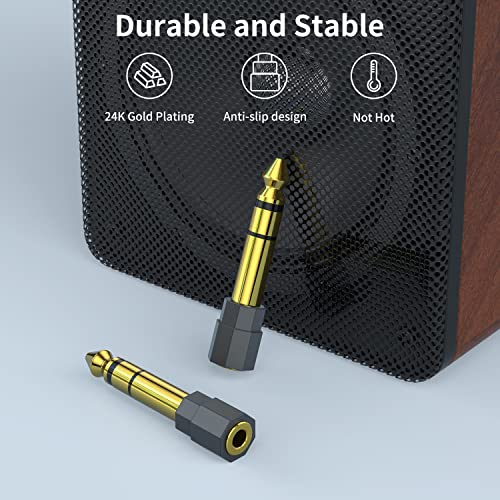 QianLink 2 Pack 6.35mm 1/4 Male to 3.5mm 1/8 Female Stereo Headphone Adapter Audio Jack Plug Gold Plated for Speaker Headphone Guitar Digital Piano Amp Adapte (Grey) - Image 3