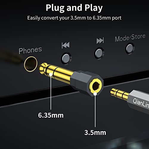 QianLink 2 Pack 6.35mm 1/4 Male to 3.5mm 1/8 Female Stereo Headphone Adapter Audio Jack Plug Gold Plated for Speaker Headphone Guitar Digital Piano Amp Adapte (Grey) - Image 2
