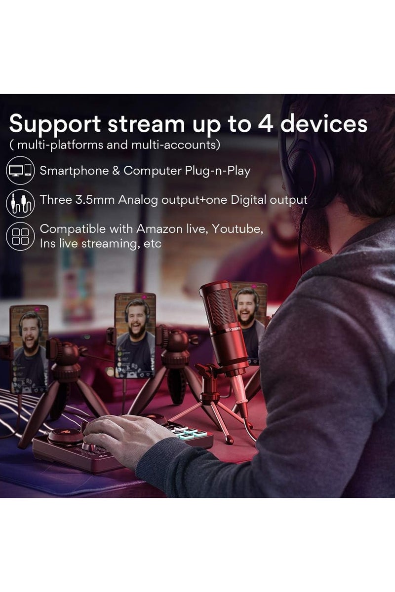 ماونو AU-AM200 S1 مجموعة بودكاست شاملة للمبتدئين - واجهة صوتية مع ميكروفون مكثف، ذراع متحرك، حامل صدمات، وبطاقة صوت للبث المباشر، التسجيل، وإنشاء المحتوى - أسود - Image 5