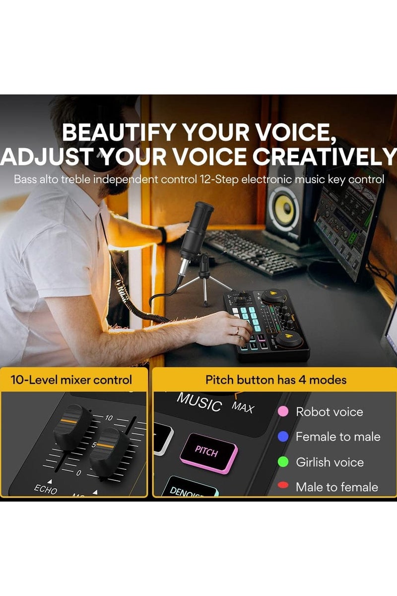 ماونو AU-AM200 S1 مجموعة بودكاست شاملة للمبتدئين - واجهة صوتية مع ميكروفون مكثف، ذراع متحرك، حامل صدمات، وبطاقة صوت للبث المباشر، التسجيل، وإنشاء المحتوى - أسود - Image 3