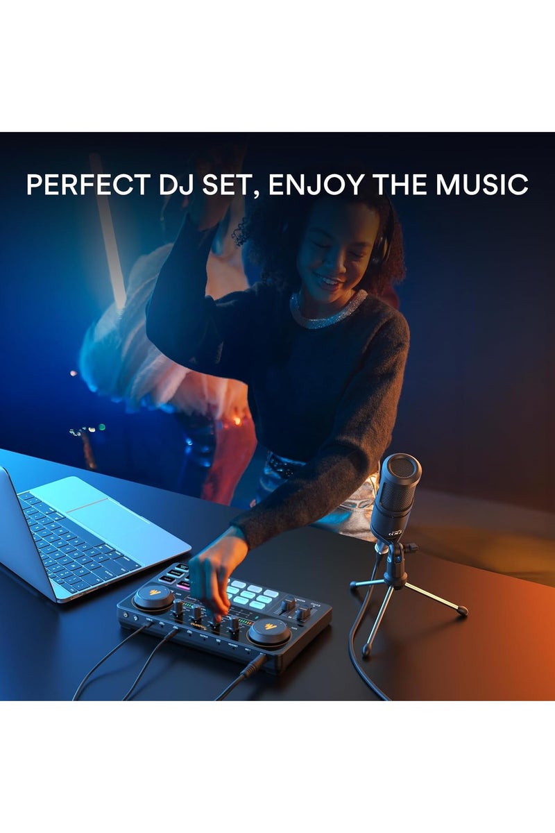 ماونو AU-AM200 S1 مجموعة بودكاست شاملة للمبتدئين - واجهة صوتية مع ميكروفون مكثف، ذراع متحرك، حامل صدمات، وبطاقة صوت للبث المباشر، التسجيل، وإنشاء المحتوى - أسود - Image 4