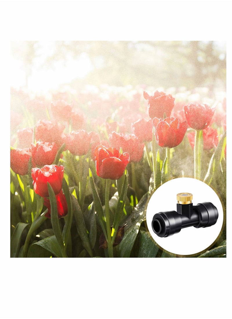 KASTWAVE - Misting Nozzles, KASTWAVE Kit Include Water Misting Nozzle Tees Thread 1/4 Inch and Brass Orifice Nozzle with Black Plug for Outdoor Spray Cooling System (72 Pieces in Total) - Image 1