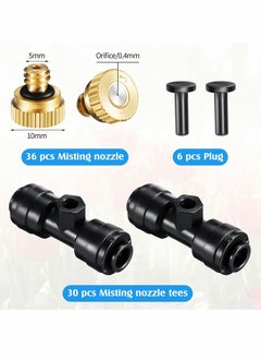 KASTWAVE Misting Nozzles, KASTWAVE Kit Include Water Misting Nozzle Tees Thread 1/4 Inch and Brass Orifice Nozzle with Black Plug for Outdoor Spray Cooling System (72 Pieces in Total)  - Image 4
