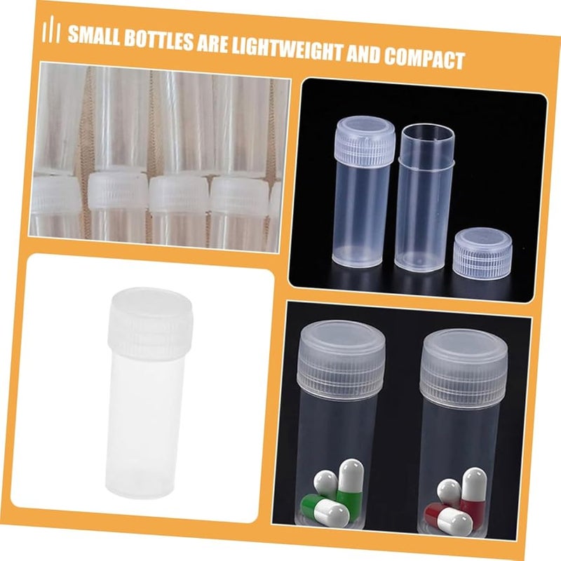 VALICLUD 100Pcs Plastic Test Tubes with Caps Portable Sample Bottles for Lab Travel Outdoor Use - Image 5