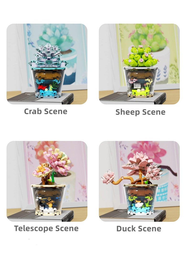 Mini Blocks 225PCS Succulent Plant Bonsai Building Set Office and Room Decor Succulents Flowers Model Building Toys Birthday Gift for Adult Boys Girls Woman - Image 4