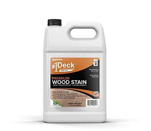 SaverSystems #1 Deck Premium Semi-Transparent Outdoor Wood Stain and Sealer in One - Water Based Wood Stain for Decks, Fences, & Siding - 1 Gallon (Dark Walnut) - Image 1