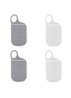 CMGTYYD 4Pcs Mini Washboard，Hand-held Plastic Washboard，Fixed Groove Design, Laundry and Scrubbing Clothes，Clothes Cleaning Tools , for Home Travel, Outdoor (white+Grey)  - Image 1
