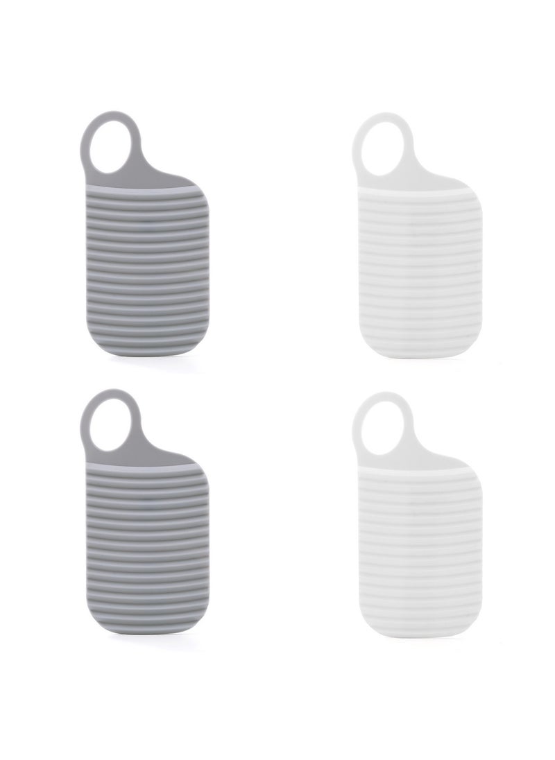 CMGTYYD 4Pcs Mini Washboard，Hand-held Plastic Washboard，Fixed Groove Design, Laundry and Scrubbing Clothes，Clothes Cleaning Tools , for Home Travel, Outdoor (white+Grey)  - Image 1