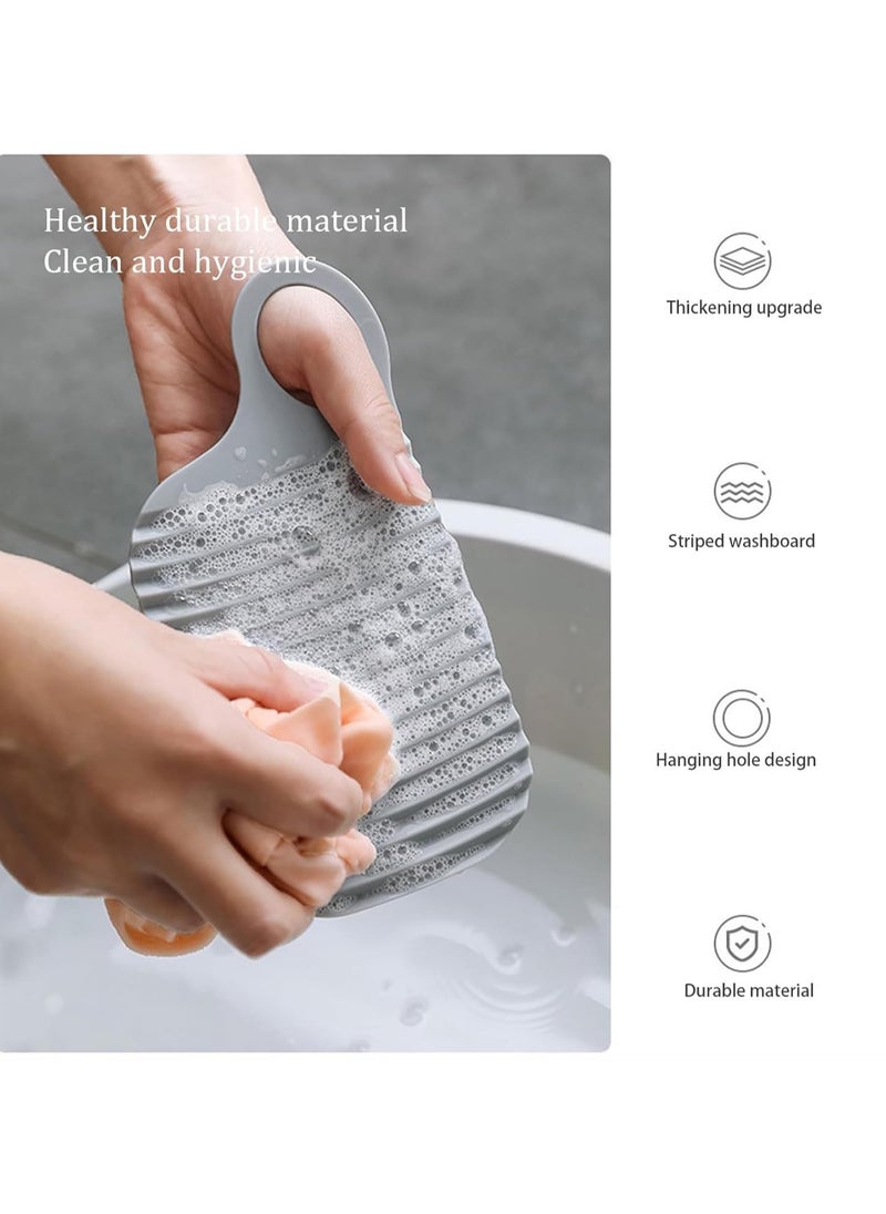 CMGTYYD 4Pcs Mini Washboard，Hand-held Plastic Washboard，Fixed Groove Design, Laundry and Scrubbing Clothes，Clothes Cleaning Tools , for Home Travel, Outdoor (white+Grey)  - Image 3