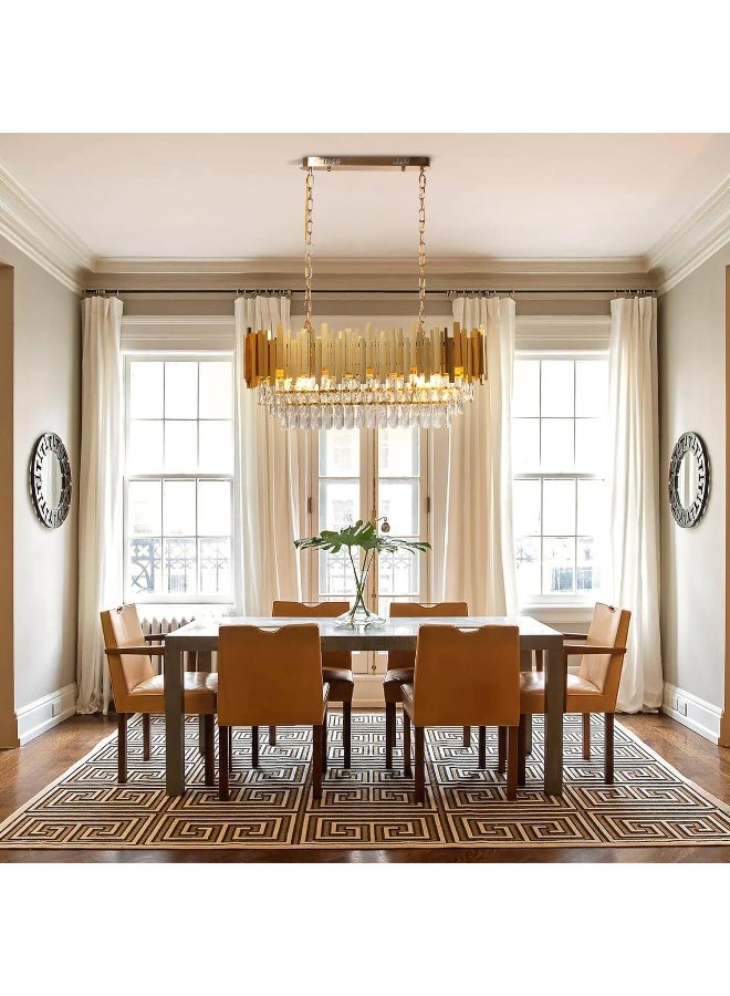 Frixchur Frixchur Modern Crystal Chandeliers 32'' Gold Flush Mount Ceiling Light 3-Tier Crystal Chandeliers Oval Crystal Pendant Light Modern Chandeliers For Dining Room Kitchen Island Living Room  - Image 5