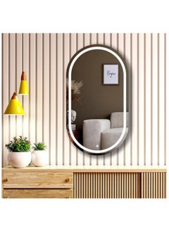 DANIM Oval Smart LED Vanity  Mirror Dimmable Wall Mounted Vanity Mirror with Metal Frame Waterproof Smart Mirror Memory Function Horizontal or Vertical Black 50*80  - Image 2