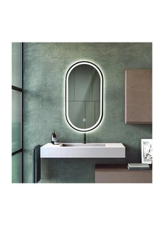 DANIM Oval Smart LED Vanity  Mirror Dimmable Wall Mounted Vanity Mirror with Metal Frame Waterproof Smart Mirror Memory Function Horizontal or Vertical Black 50*80  - Image 4