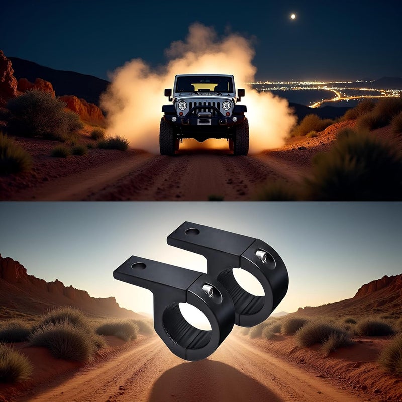 Wpppan 2Pcs Black Light Bar Mounts,Light Bar Mounting Brackets,Motorcycle Mounting Bracket,Bracket Driving Fog Lights Bracket for Car Motorcycle Automotive,Car Accessories 0.75" 1" 1.25" Bull Bar Mounting - Image 2