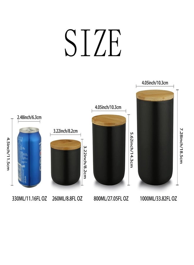 Simcat Ceramic Food Storage Jar Canister Modern Design Food Canisters with Airtight Seal Bamboo Lid, Loose Tea Coffee Spice Nuts Snacks Storage Jar Canister (Black 7.03oz/200ml) - Image 2