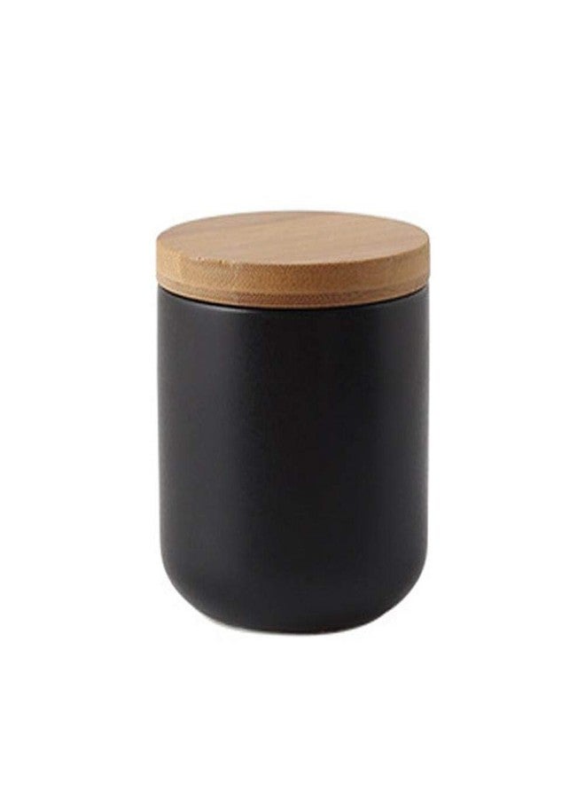 Simcat Ceramic Food Storage Jar Canister Modern Design Food Canisters with Airtight Seal Bamboo Lid, Loose Tea Coffee Spice Nuts Snacks Storage Jar Canister (Black 7.03oz/200ml) - Image 1
