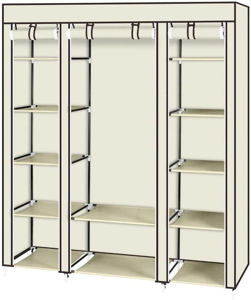 AsolBD Portable Wardrobe ( ) for clothing Storage Organizer with Non-Woven Fabric Clothes Closet, Extra Strong and Durable, Quick and Easy to Assemble ABD2010 (Beige) - Image 4