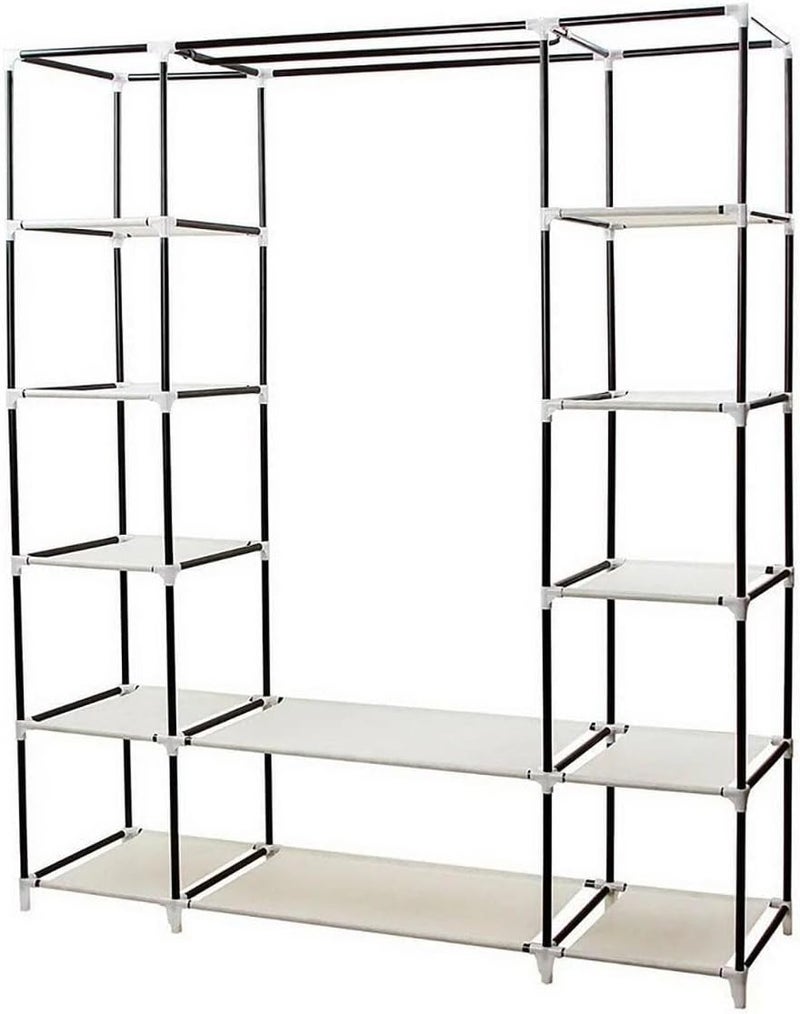 AsolBD Portable Wardrobe ( ) for clothing Storage Organizer with Non-Woven Fabric Clothes Closet, Extra Strong and Durable, Quick and Easy to Assemble ABD2010 (Beige) - Image 5