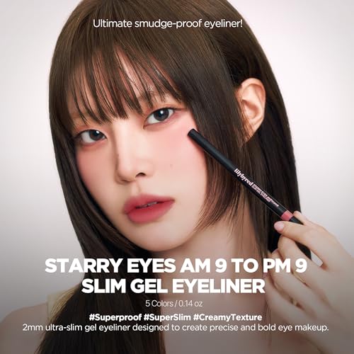 lilybyred Starry Eyes Am9 to Pm9 Slim Gel Eyeliner Korean UltraSlim 2mm Gel Eyeliner Intense Color Payoff Creamy Formula Easy Blending SmudgeProof LongLasting 0004 oz 01 Matt Black - Image 5