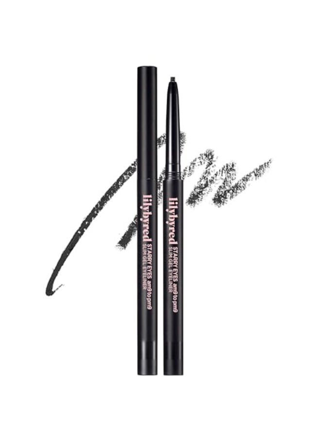 lilybyred Starry Eyes Am9 to Pm9 Slim Gel Eyeliner Korean UltraSlim 2mm Gel Eyeliner Intense Color Payoff Creamy Formula Easy Blending SmudgeProof LongLasting 0004 oz 01 Matt Black - Image 1