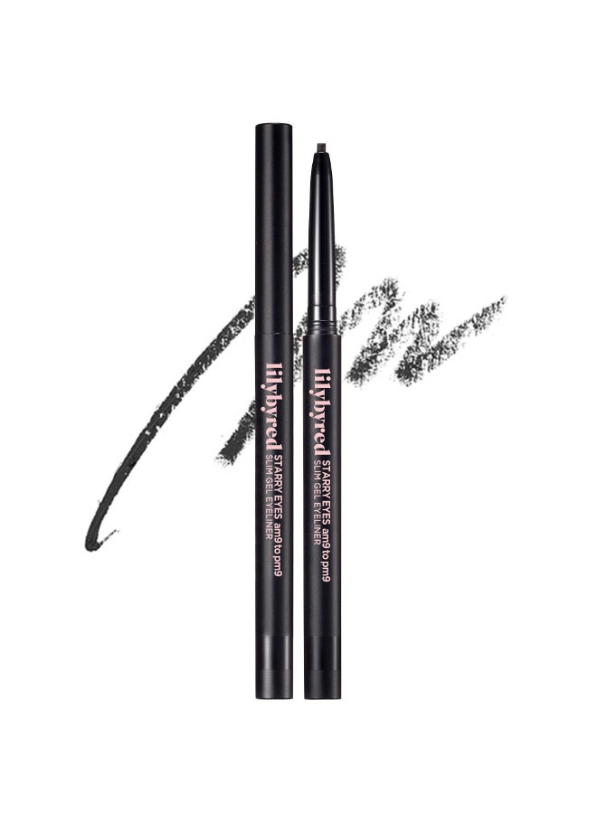 lilybyred Starry Eyes Am9 to Pm9 Slim Gel Eyeliner Korean UltraSlim 2mm Gel Eyeliner Intense Color Payoff Creamy Formula Easy Blending SmudgeProof LongLasting 0004 oz 01 Matt Black - Image 3