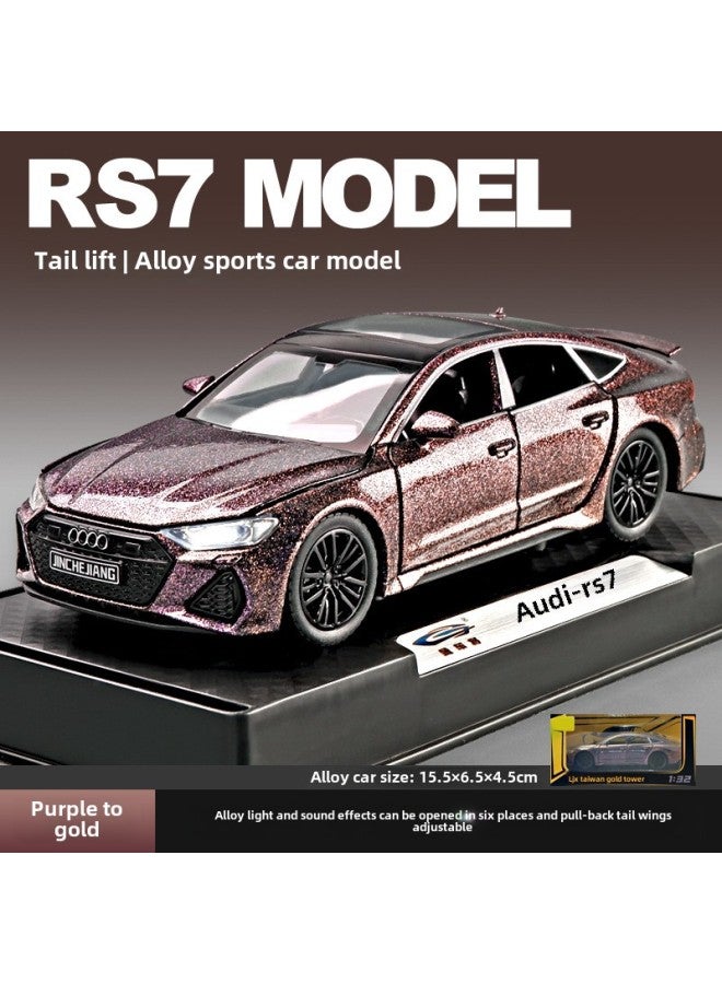 Loquat Lijiaxin 1:32 Audi RS7 Sports Car Model Artificial Alloy Sound And Light Pull Back Toy Car Model Ornaments Wholesale-Color:Audi RS7-purple To Gold - Image 1