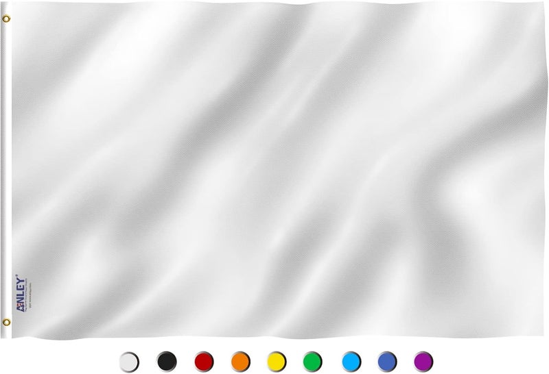 Anley Fly Breeze 3x5 Foot Solid White Flag - Vivid Color and Fade proof - Canvas Header and Double Stitched - Plain White Flags Polyester with Brass Grommets 3 X 5 Ft - Image 1