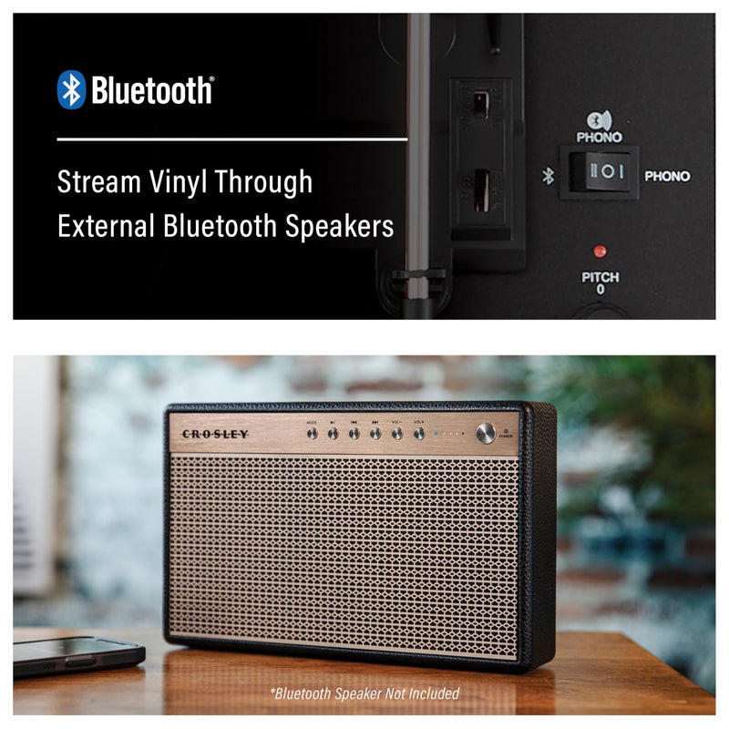 Crosley مشغل أسطوانات فينيل محمول كروسلي CR8017B-DU فويجر بتصميم عتيق مع بلوتوث داخلي/خارجي ومكبرات صوت مدمجة، لون الكثبان الرملية - Image 5