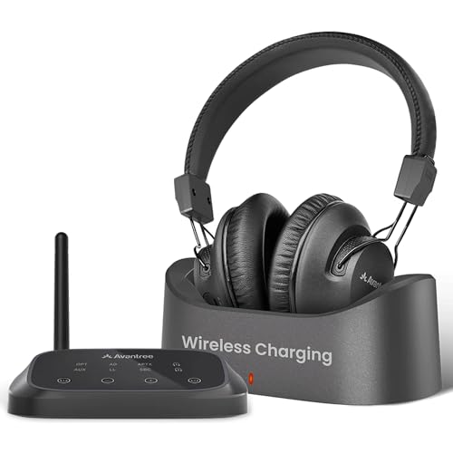 Avantree HT5009 Plus Wireless TV Headphones for TVs with Optical TOSLINK or AUX Audio Output Clear Voice and Volume Boost Comfortable OverEar Fit 60H Playtime Charging Dock Included - Image 1