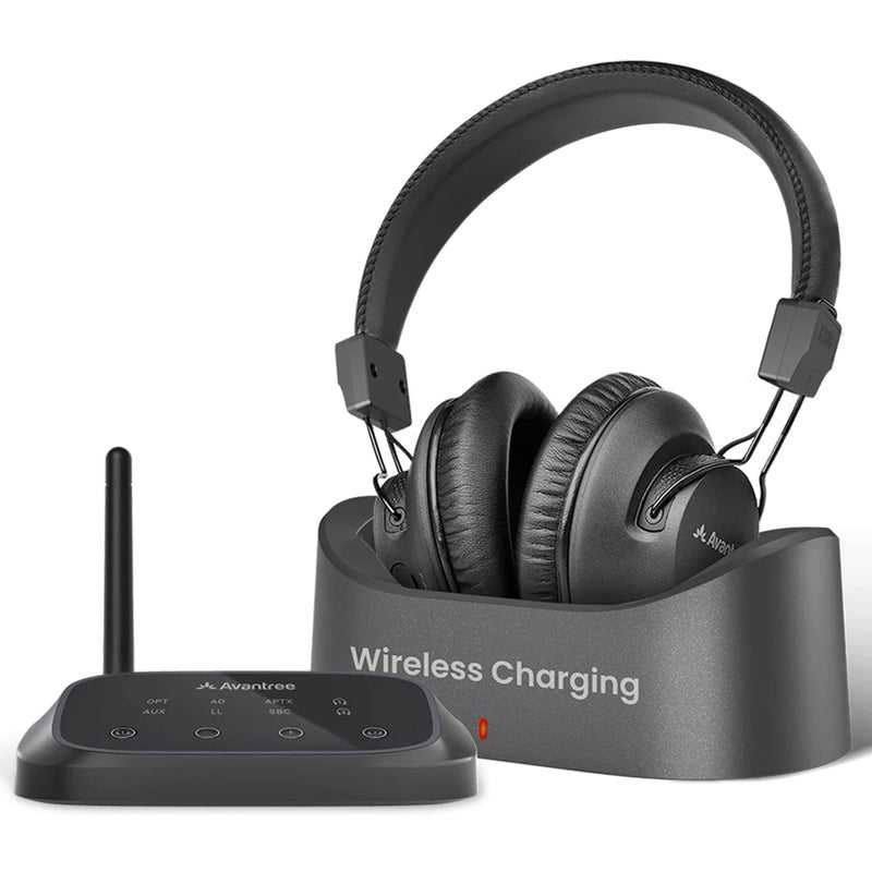 Avantree HT5009 Plus Wireless TV Headphones for TVs with Optical TOSLINK or AUX Audio Output Clear Voice and Volume Boost Comfortable OverEar Fit 60H Playtime Charging Dock Included - Image 2