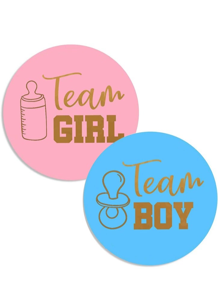 48Pieces Gold Watercolor Gender Reveal Stickers 1.57 Inches Gold Glitter Team Boy Team Girl Labels Pink and Blue Stickers for Gender Reveal Parties, Baby Showers, Party Invitations - Image 1